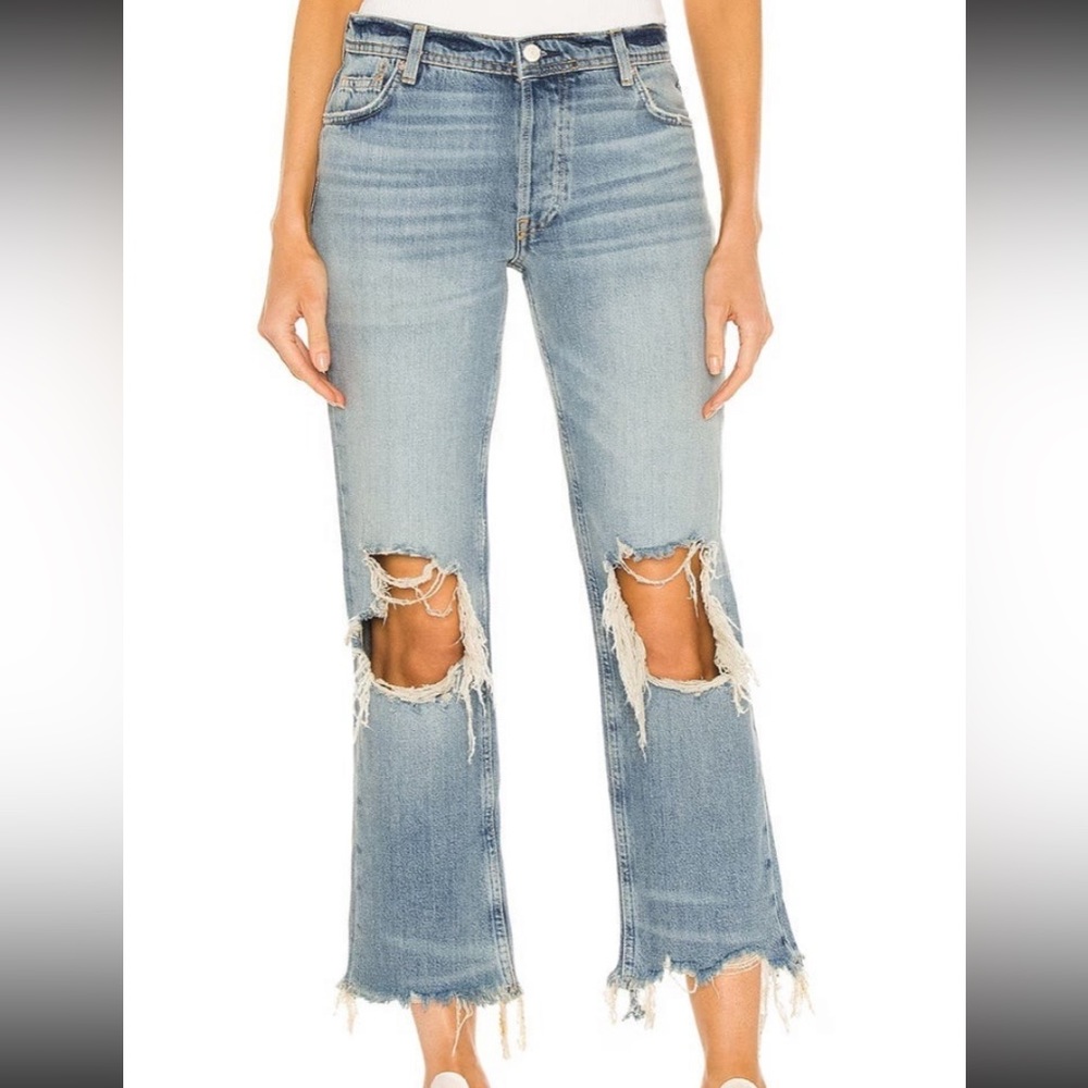 Maggie Mid Rise Straight Leg Jean in Aged to Perfection Free People sz 28